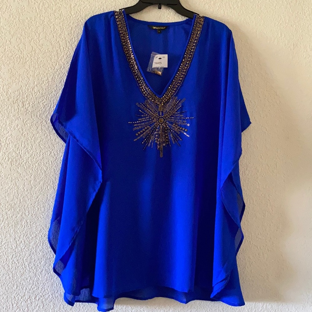 Gorgeous Vibrant ink blue flowy top.(never worn)